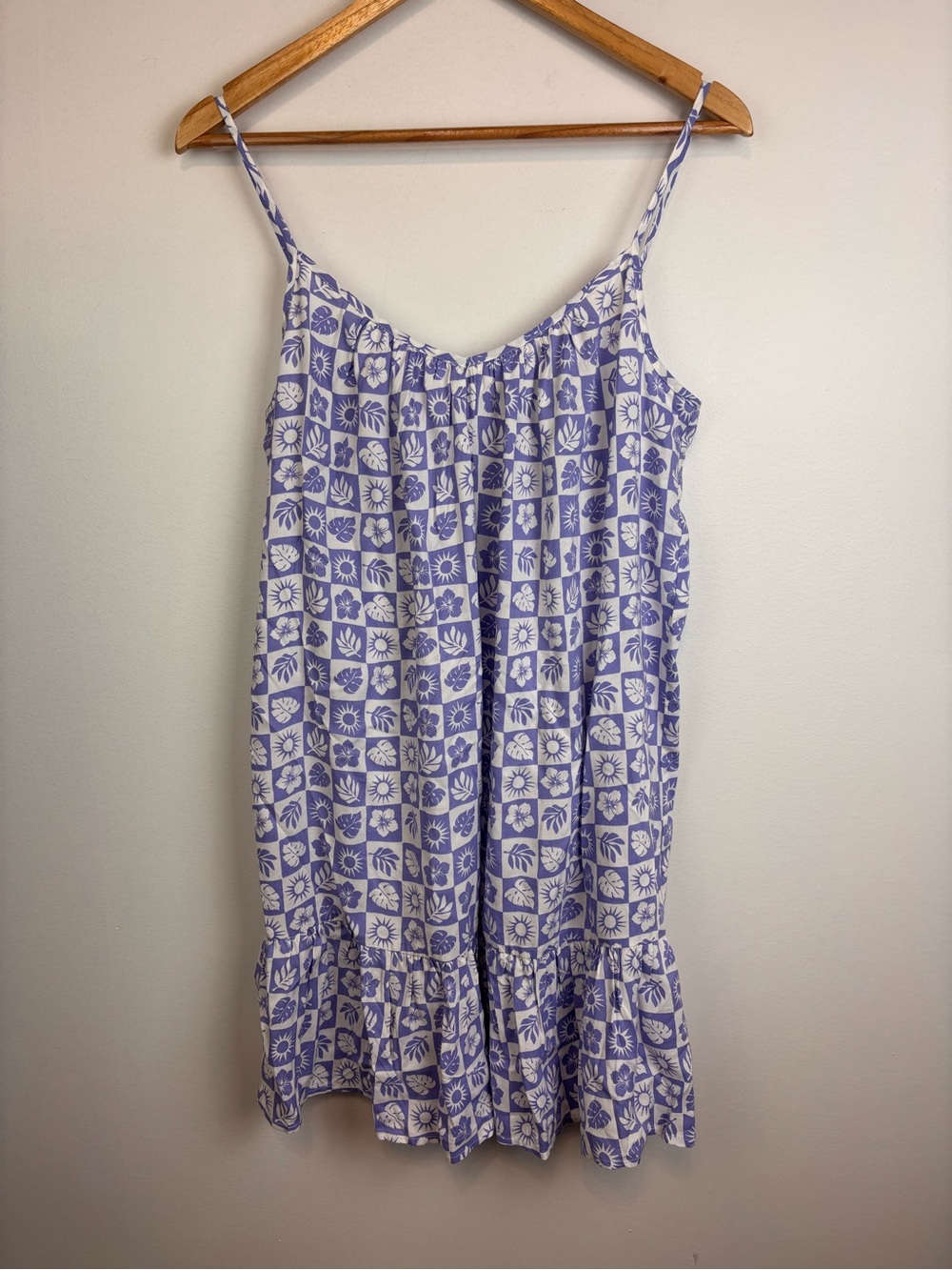 Billabong Checkered Floral Swimsuit Cover Dress Mini